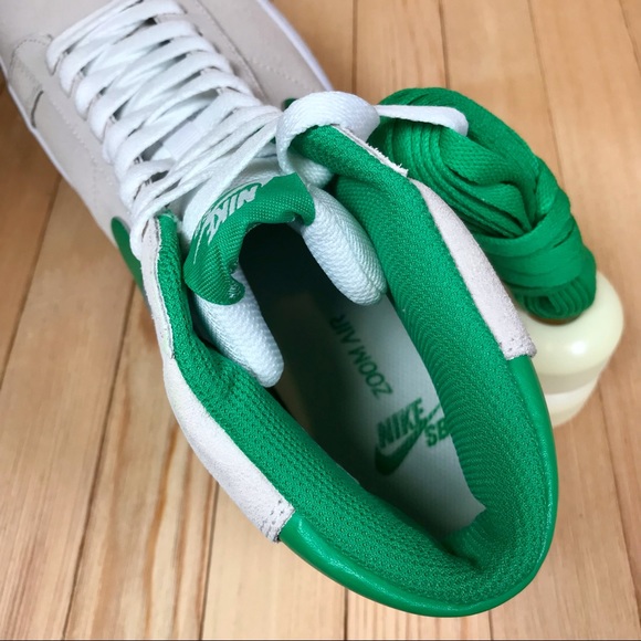 Nike SB Zoom Blazer Mid White Green Skate Shoes - Picture 4 of 5
